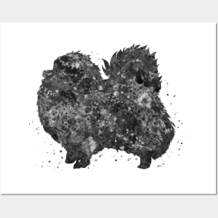 pomeranian dog black and white art Posters and Art